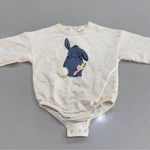 cream bunny baby long sleeve onsie